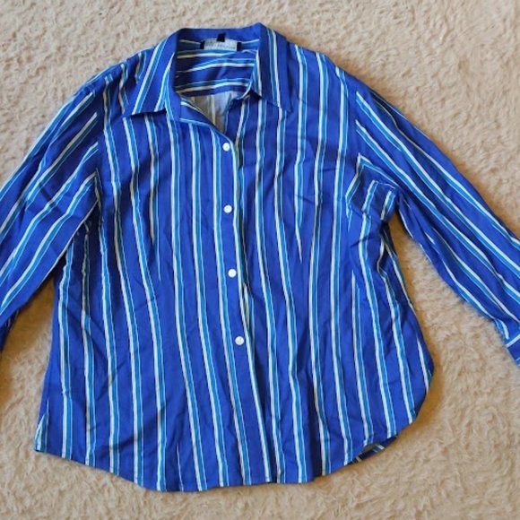 Jones New York Tops - Jones New York Signature Blue Striped Button Down blouse